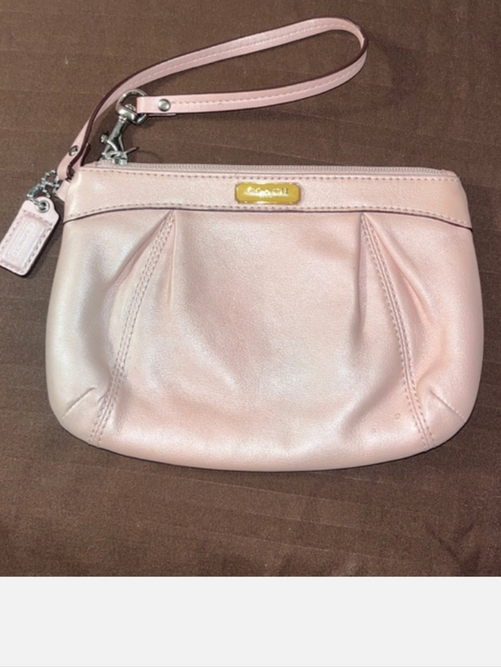 Coach Blush Pink Leather Wristlet Clutch